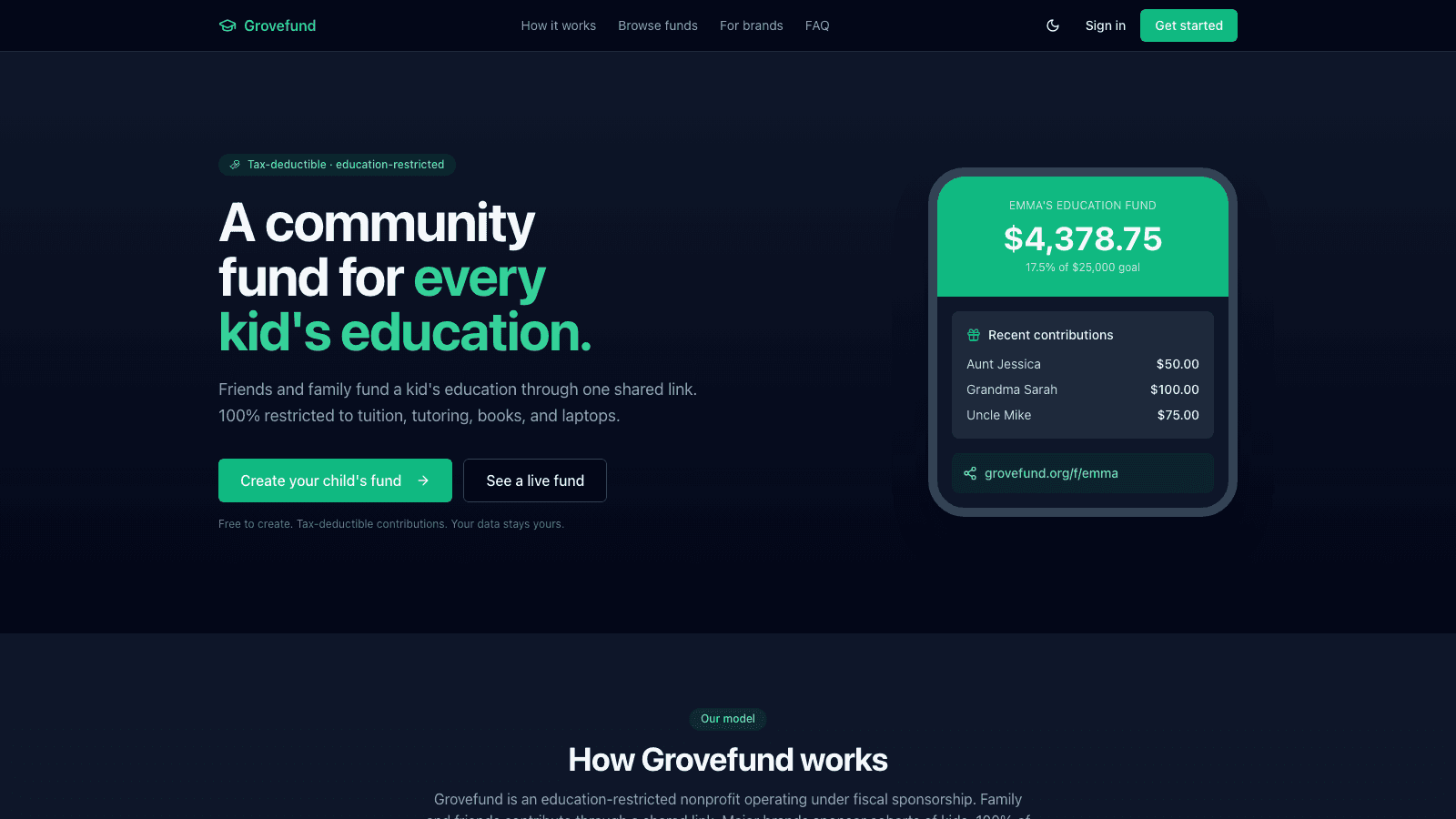 Grovefund (formerly FutureFund) screenshot